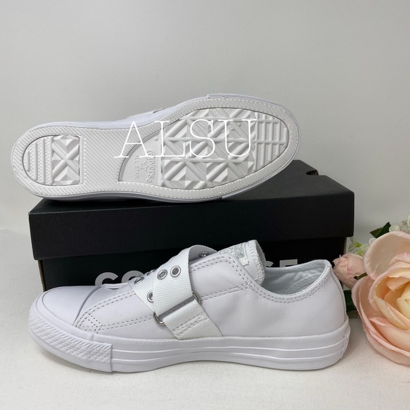 SANTA’S DEAL 🎄 Converse Ctas Punk Strap Slip Leather White Women's Size 563480C - Picture 7 of 8